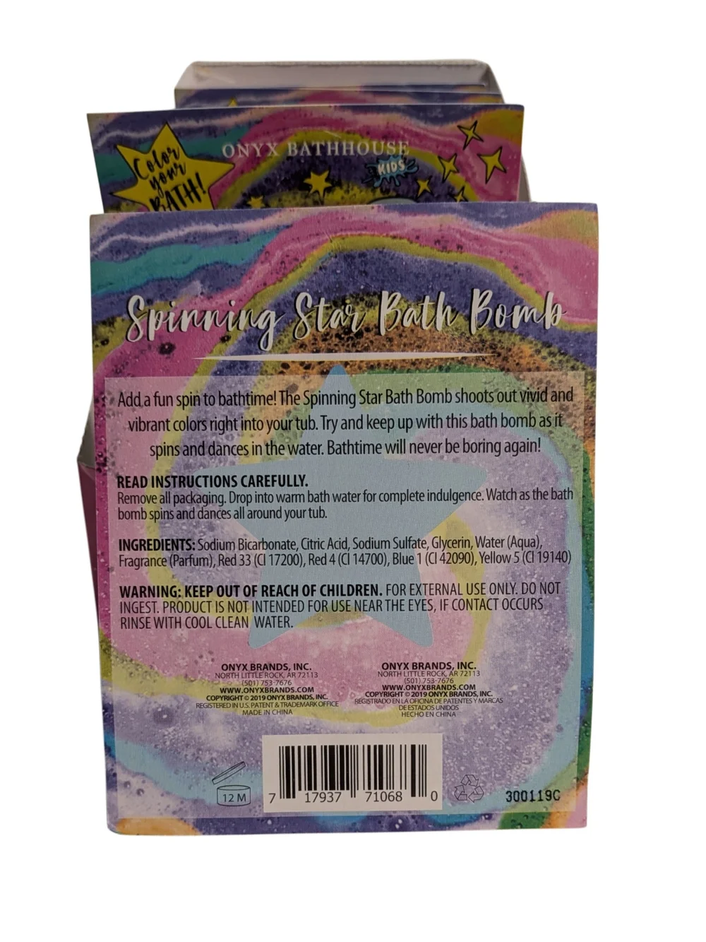 Onyx Bathhouse Kids Spinning Star Bath Bomb Blue Cotton Candy 2.5 oz 4 Pack